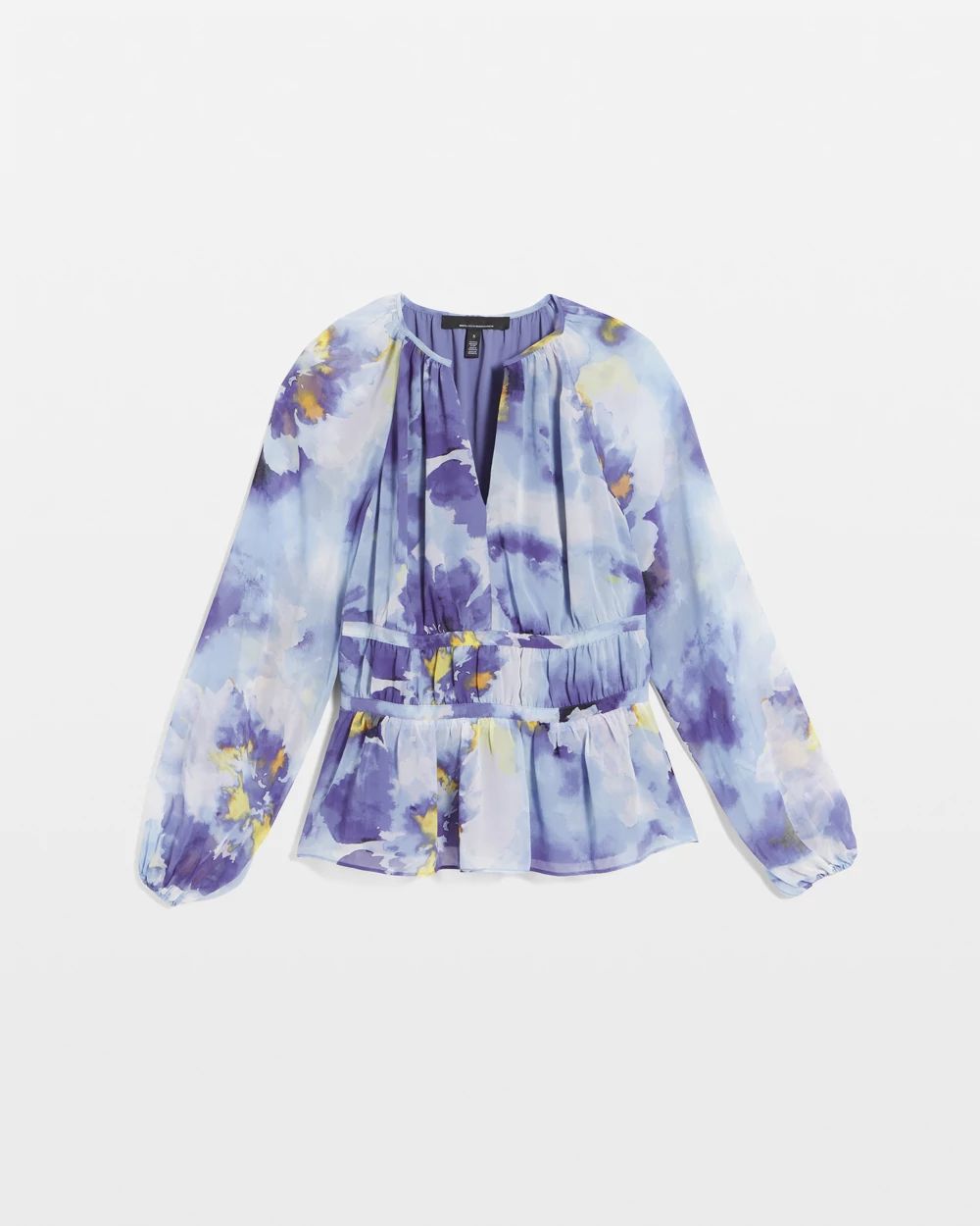MIDWEST - 【期間限定お値下げ】EBONY Bloom Blouse Long Sleeve Smocked Printed Blouse | White House Black Market